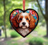 Cavapoo Brown & White Stained Glass Effect Heart Suncatcher